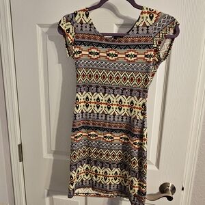 Vibe Multicolor Tribal Print Mini Dress